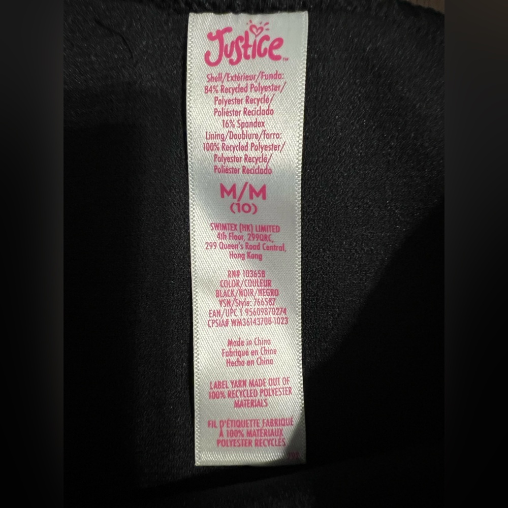 NWT Justice Girls Black 2 Piece Lace Up Swimsuit w/ Colorful Straps! M (10). - Picture 10 of 10